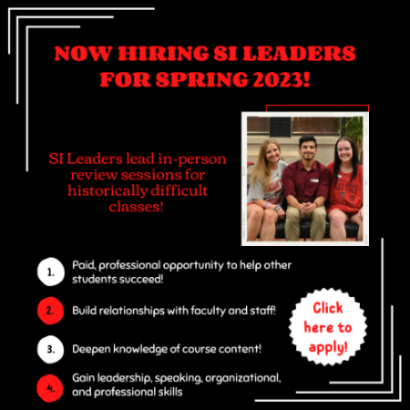 Now Hiring SI Leaders for Spring 2023