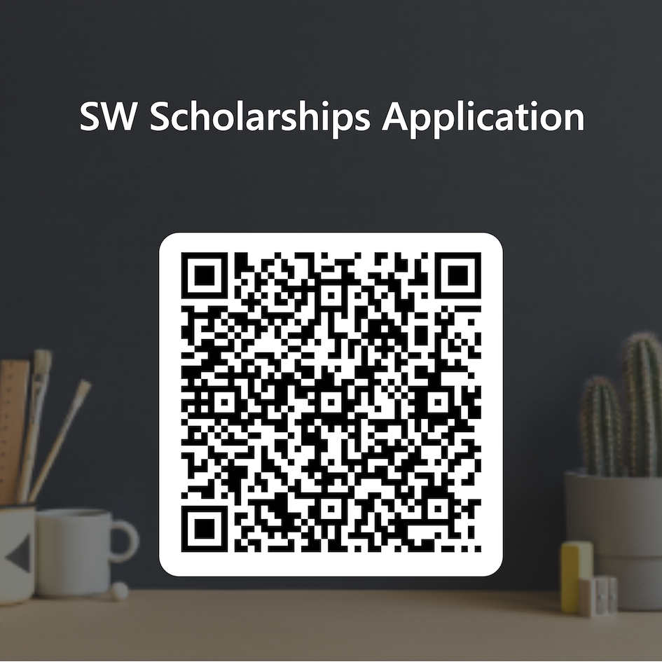 QR code link to scholarship application