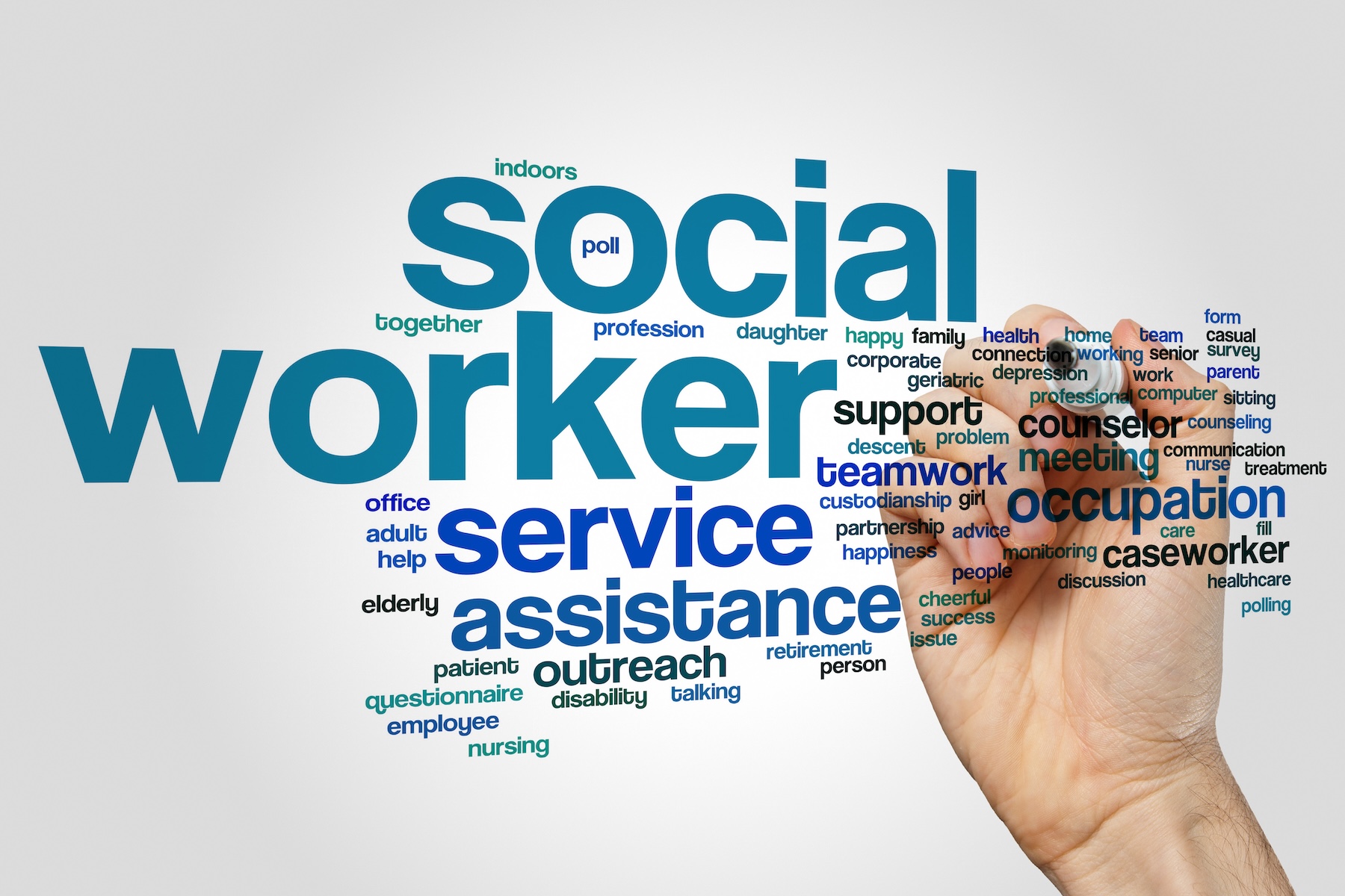 word cloud of social work terms