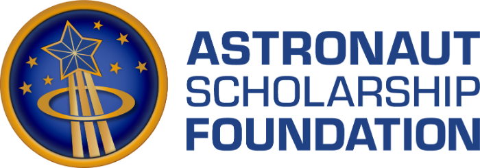 Astronaut Scholarship Foundation logo Blue circle with gold outline. Inside the circle is a gold shooting star. Astronaut Scholarship Foundation logo.