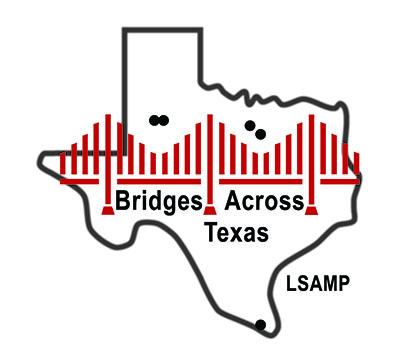 BAT-LSAMP logo: State of Texas with a bridge across it