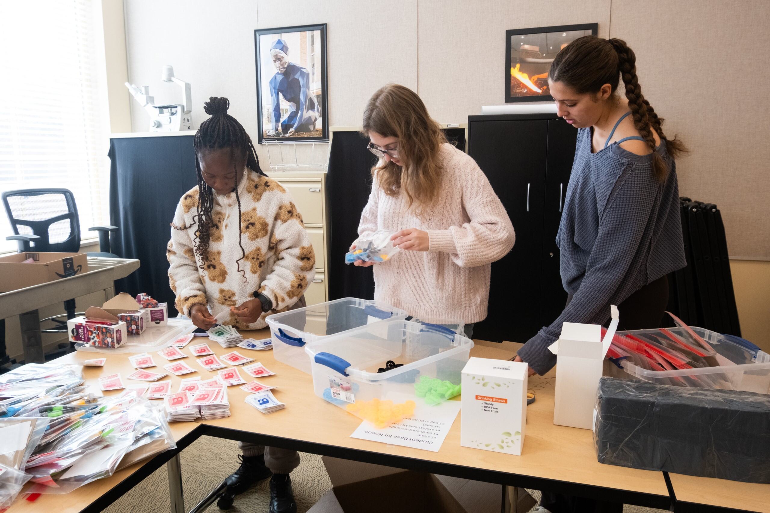 Volunteers filling bags