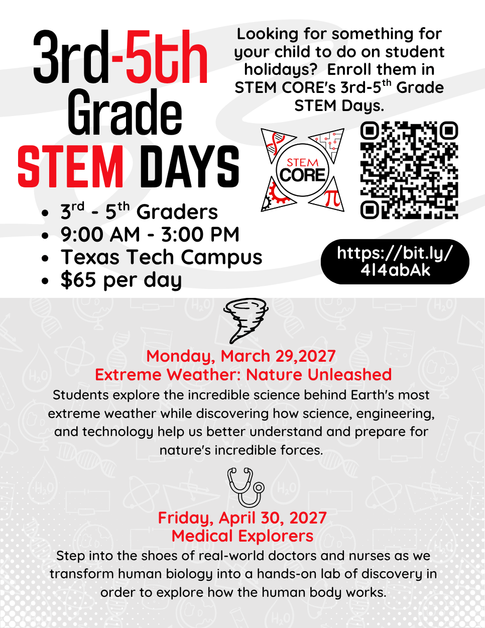 Flyer for Spring 3rd-5th STEM Days