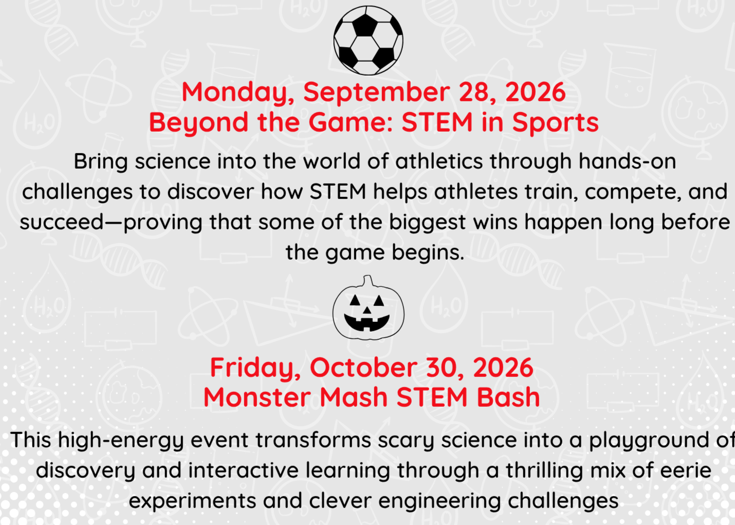 Flyer with descriptions of fall 3rd-5th STEM Days