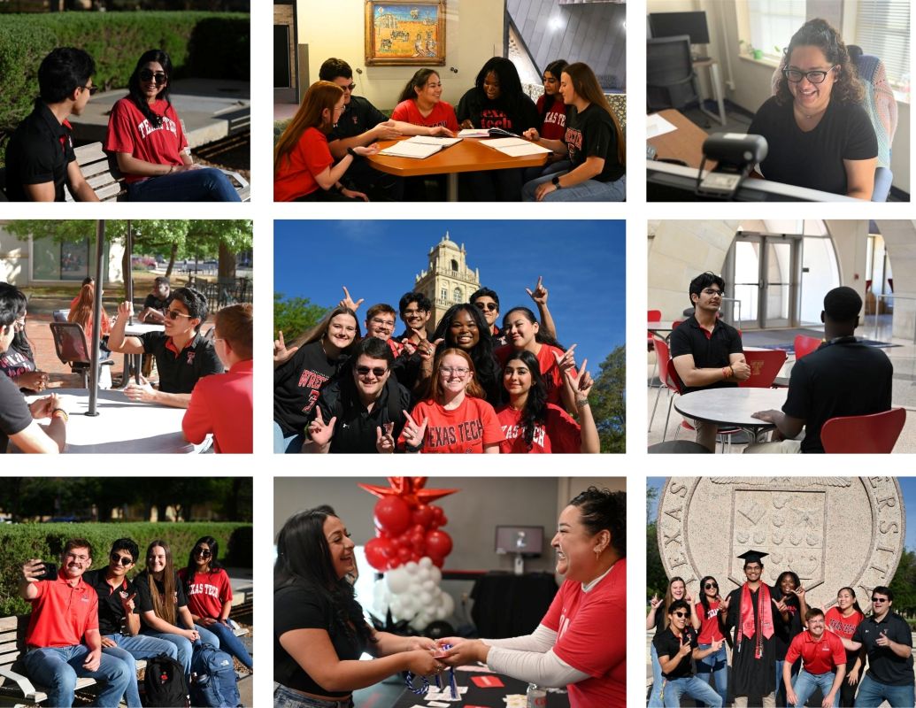 multiple students gathered smiling and participating in activites - collage