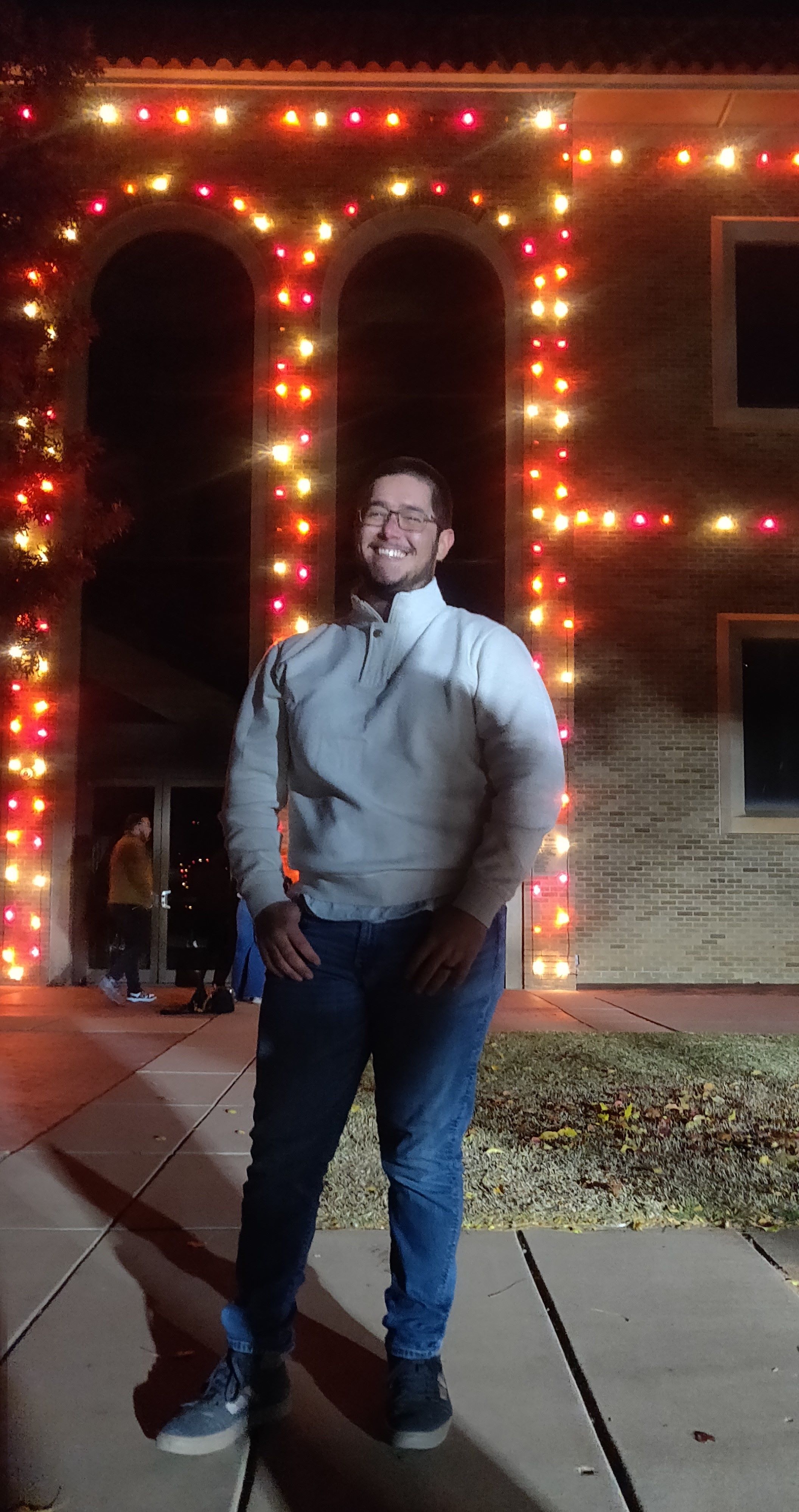 Gabe, transfer Ambassador, at Carol of Lights at Texas tech