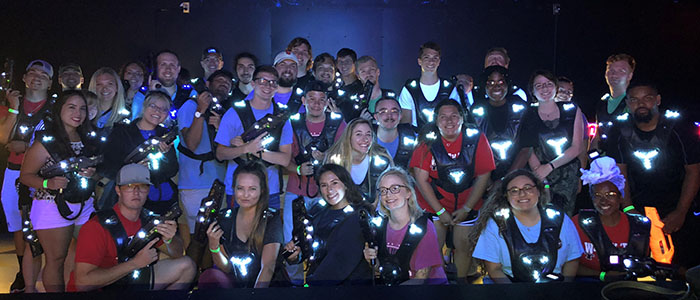 Transfer Techsans members at Main Event laser tag