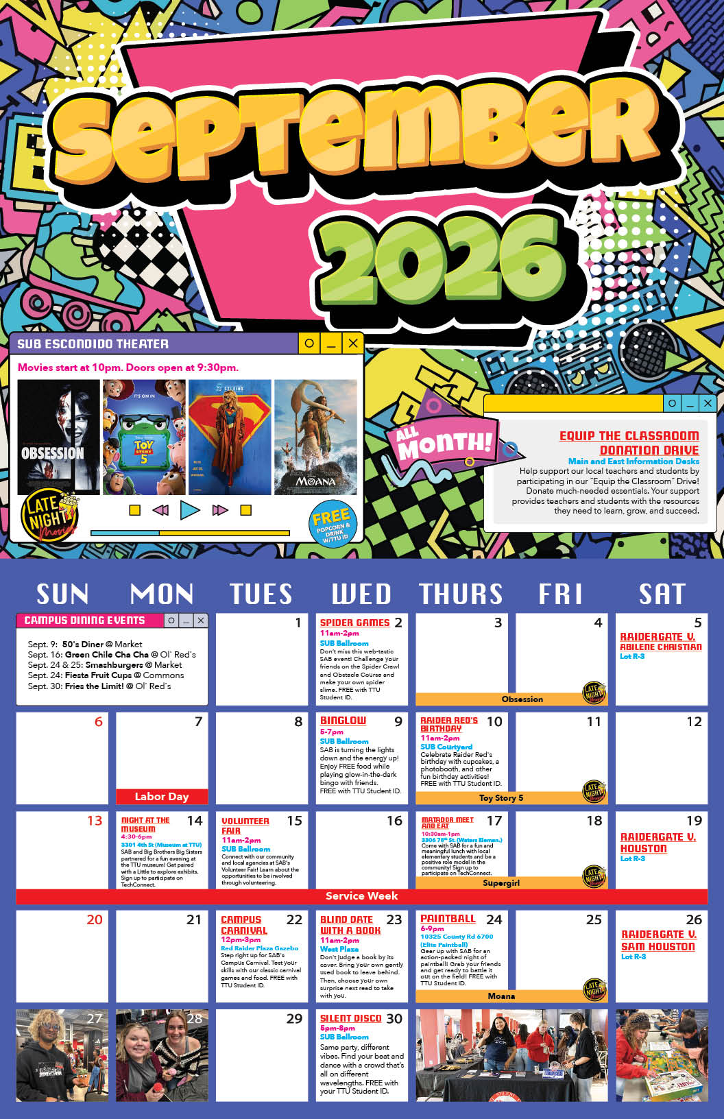 Student Events Calendar September