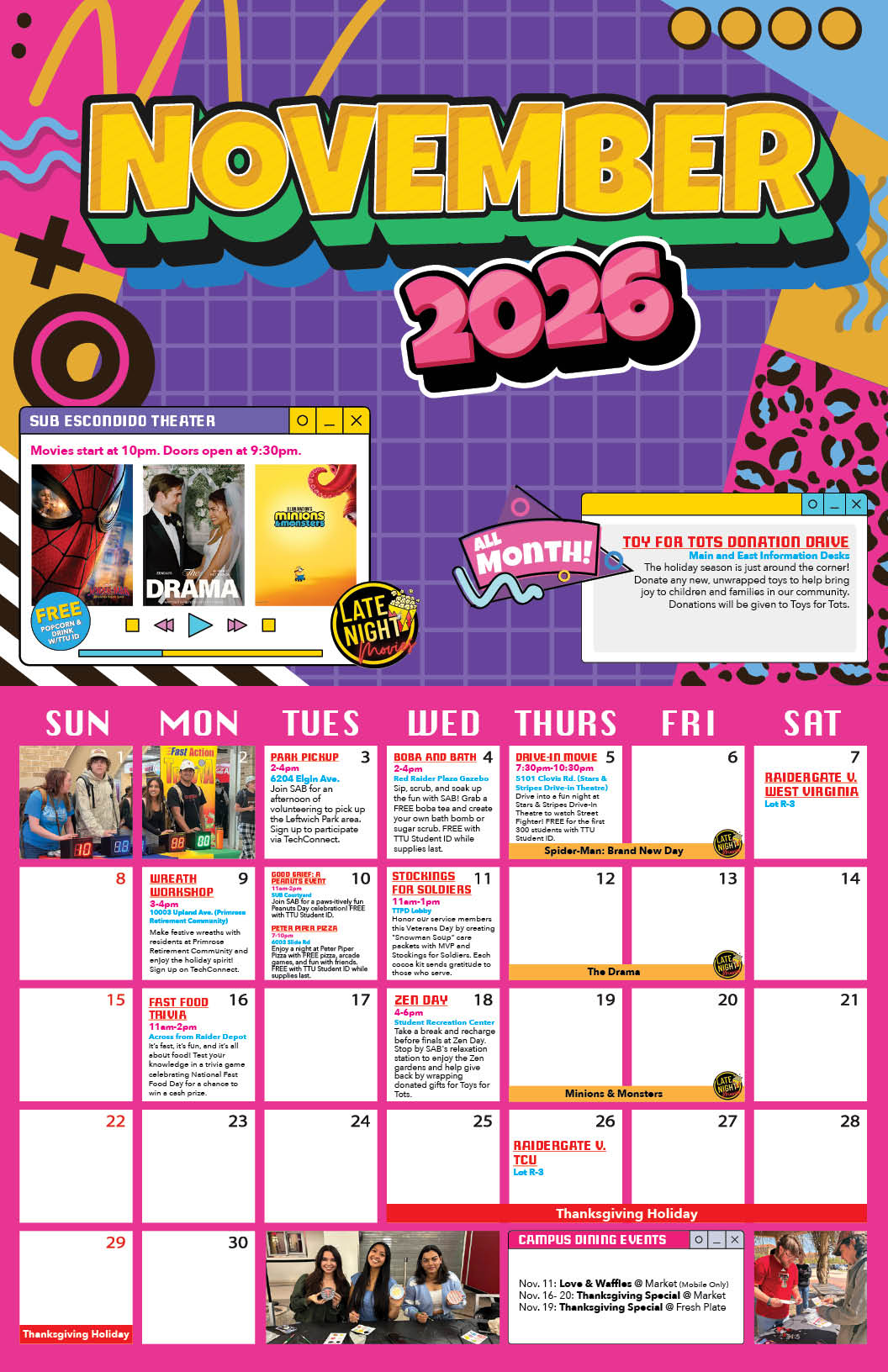 Student Events Calendar November