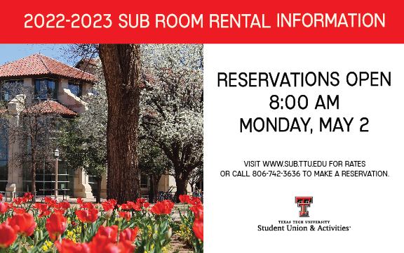 Ttu 2023 Academic Calendar Student Union Reservations | Student Union & Activities | Ttu