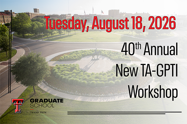 New TA GPTI Workshop Tuesday, August 18, 2026