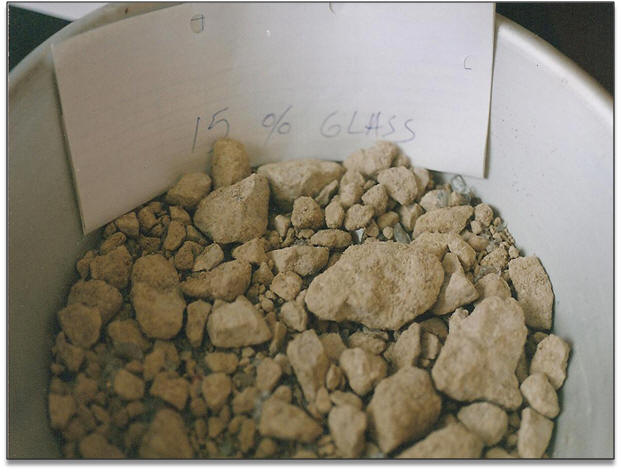 bucket of rocks and glass