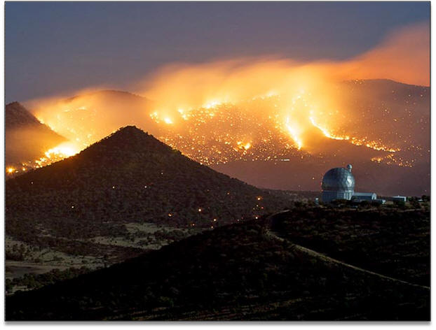 wildfire near McDonald Observatory