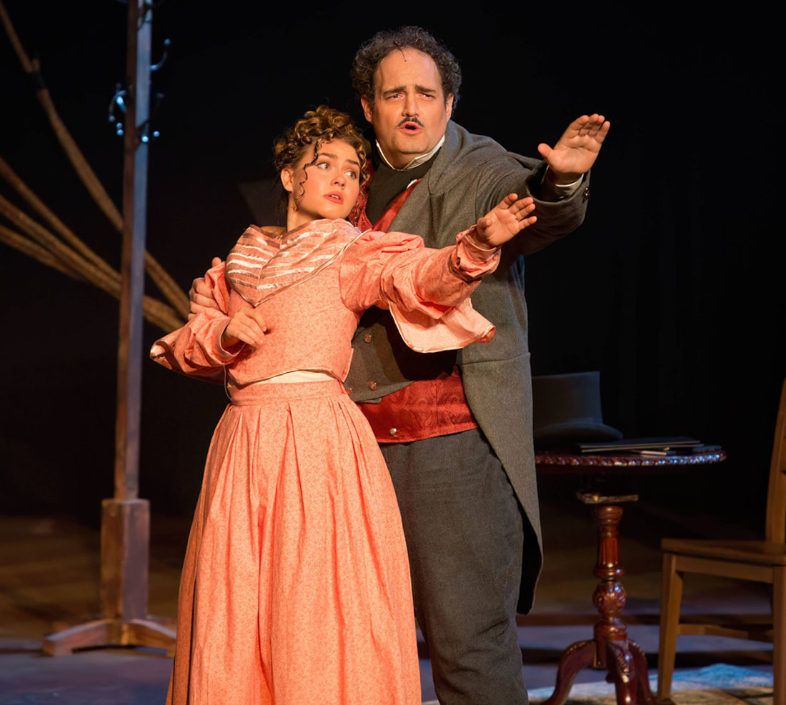 TTU Theatre & Dance students on stage in period costume clothing