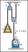 Pulley Motion Original Figure The original figure from a physics textbook problem showing a simple pulley motion.
