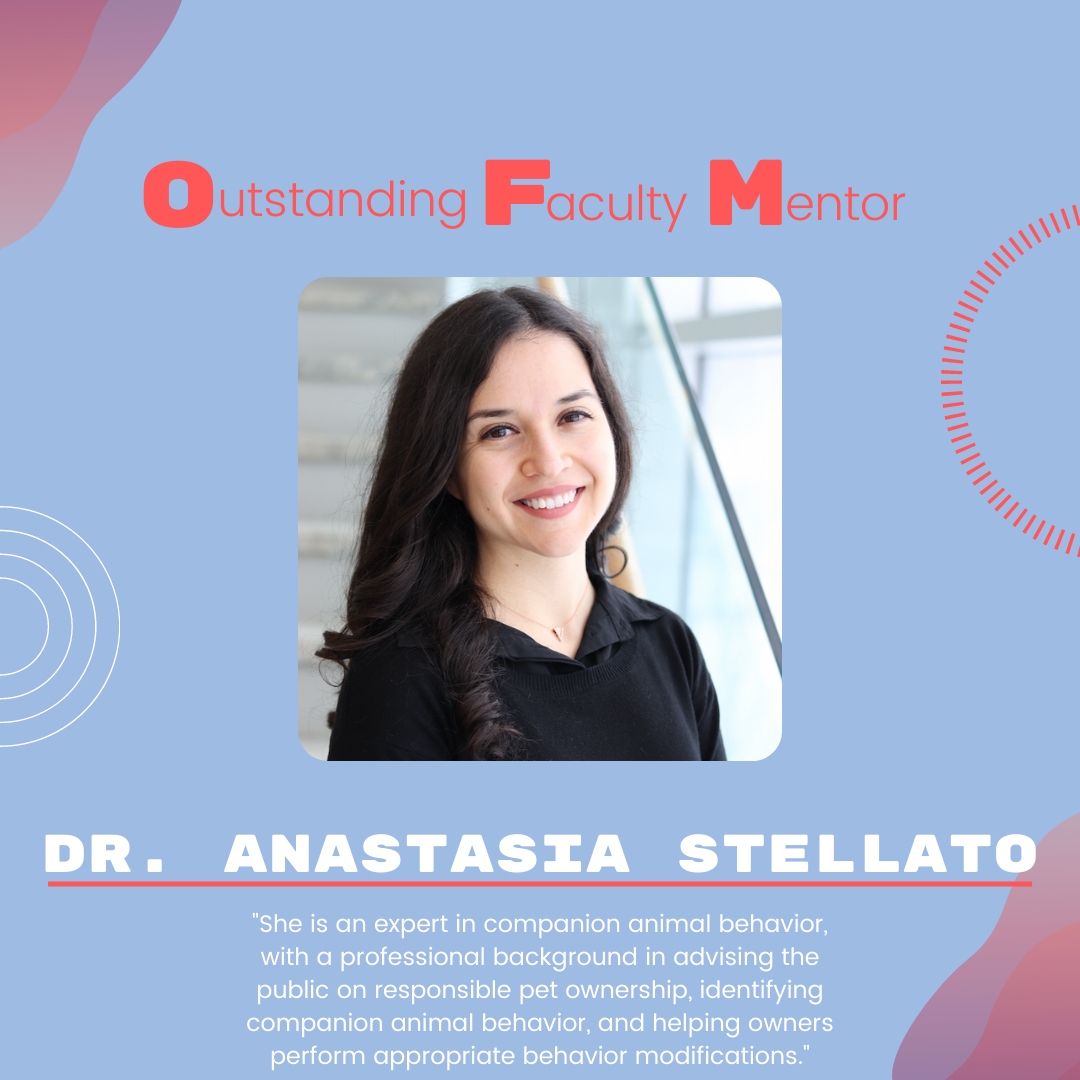 DR. Anastasia Stellato DR. Anastasia Stellato: "She is an expert in companion animal behavior, with a professional background in advising the public on responsible pet ownership, identifying companion animal behavior, and helping owners perform appropriate behavior modifications."