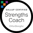 Badge denoting strengths coaching certification