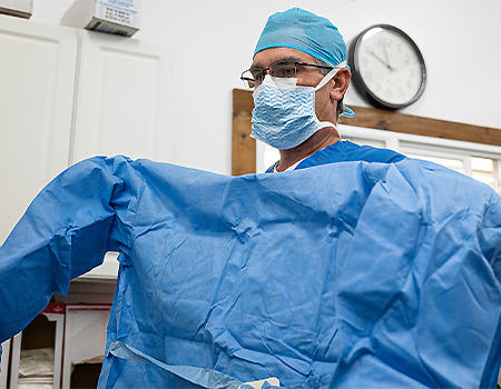 A veterinary with a horse