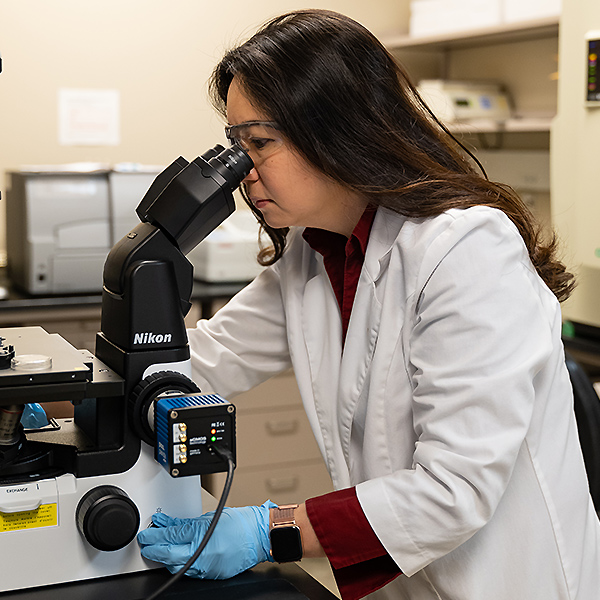 Annelise Nguyen operating microscope 