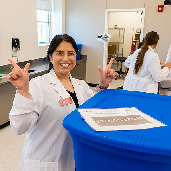 Naila Garcia practicing her skills in her Clinical and Professional Skills class