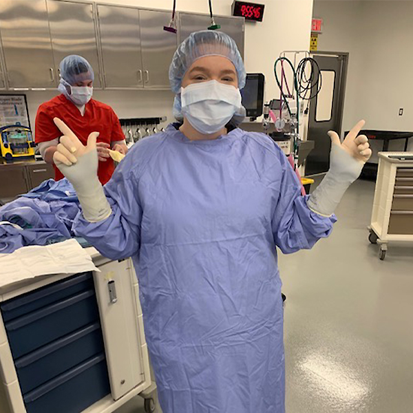Maddie in surgical gear