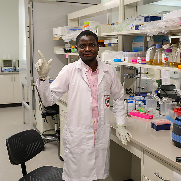 Idris in the research lab. Idris in the research lab.