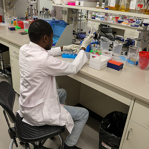 Idris pipetting samples 
