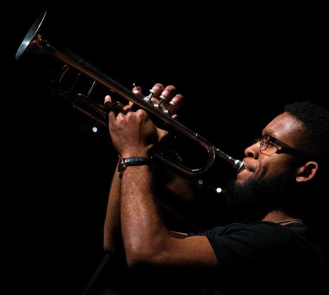 Student playing trumpet