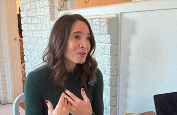 Sarai Brinker at a coffee shop discussing lullabies