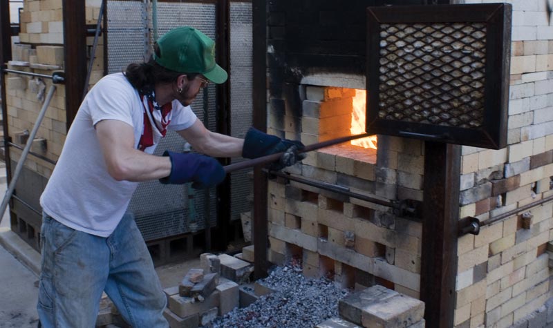 TCVPA student using a kiln ceramics visual performing arts