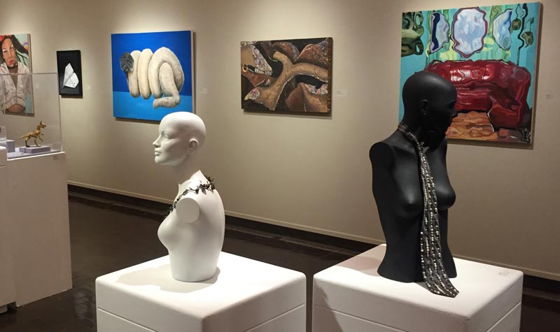 Student art displayed in a gallery