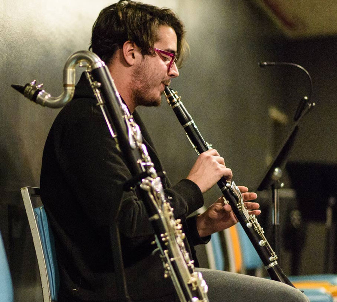 Student playing clarinet