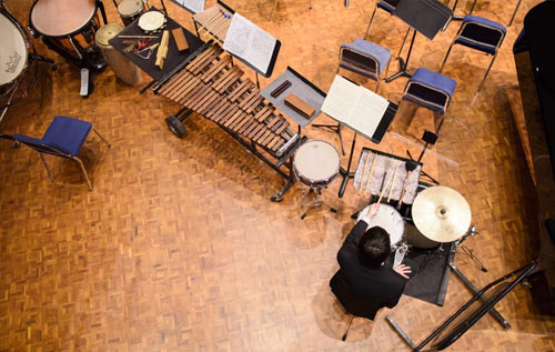 top view of xylophone in band hall